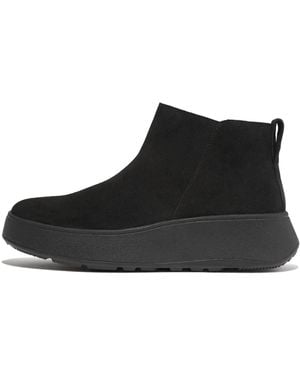 Fitflop F-Mode Suede Flatform Zip Ankle Boots Boots 5 M (B) - Black