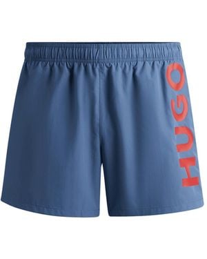 HUGO Vertical Logo Fully Lined Swim Shorts - Blue