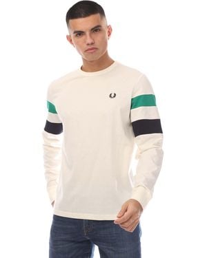 Fred Perry Pannelled Long Sleeve T-shirt - Natural