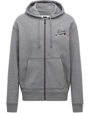 BOSS Sanyo Hooded Zip Sweatshirt - Grey