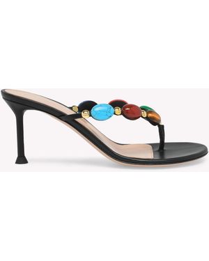 Gianvito Rossi Shanti Thong 70, Sandals And Mules - Natural