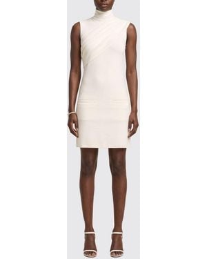 Courreges CourrÈ Ges Draped Crêpe Sheath Mini Dress With High Neck - White