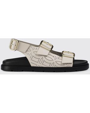 Doucal's Sandalias De Piel Perforada - Blanco