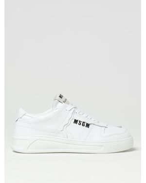 MSGM Fantastic Green Trainers In Recycled Synthetic Leather - White