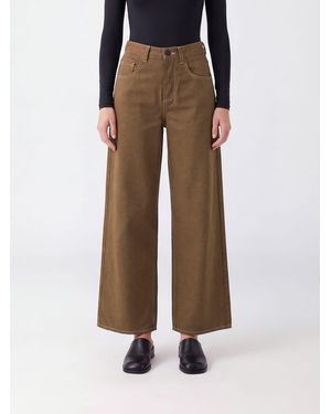 Uma Wang Pantalón De Pernera Ancha Phyllis De En Mezcla De Lana Con Talle Alto - Marrón