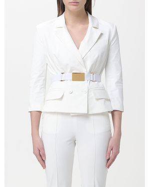 Elisabetta Franchi Double-Breasted Blazer With Belt - White