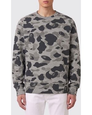 A Bathing Ape Camouflage Print Cotton Crewneck Sweatshirt - Gray
