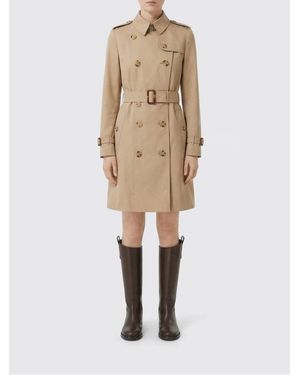 Burberry Double Breasted Cotton Trench Coat - Natural