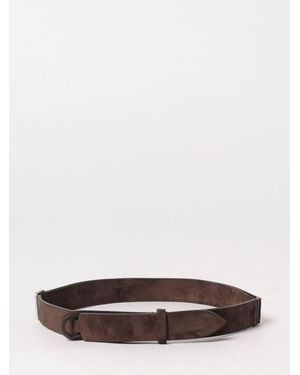 Orciani Nobuckle Suede Belt - Brown