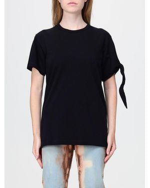 JW Anderson Slim Fit Cotton T-Shirt With Bow Appliqué - Black