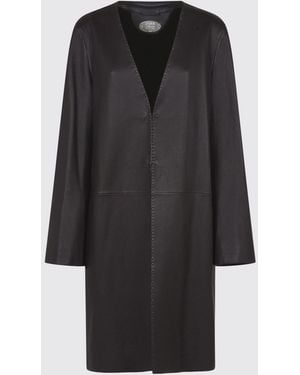 Fendi Leather Jacket With Stitching - Black