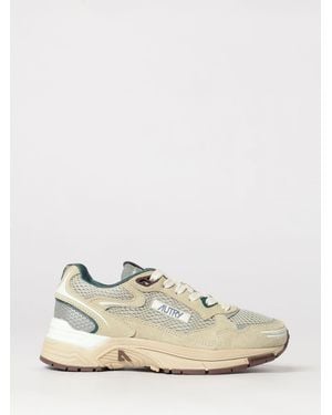 Autry Hyperway Two-Tone Leather And Mesh Sneakers With Cut-Out Logo - White