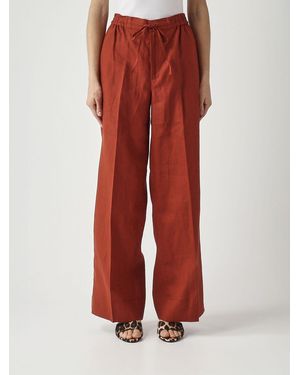 Twinset Linen Palazzo Trousers - Red