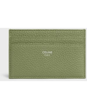 Celine Leather Card Holder With Logo - Green