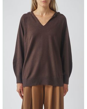 Max Mara Jersey Con Capucha De Lana Y Cachemir Con Cuello De Pico - Marrón