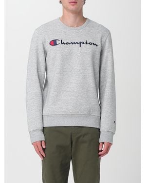 Champion Crew Neck Sweatshirt Relaxed-Fit Long Sleeve Pullover Casual - Grey