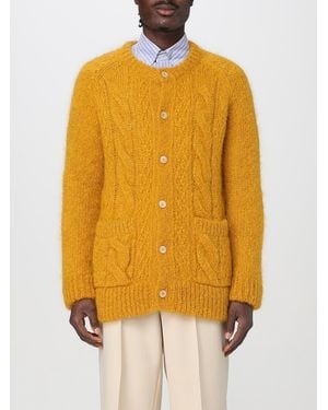 Valentino Cable-Knit Mohair-Blend Cardigan - Yellow