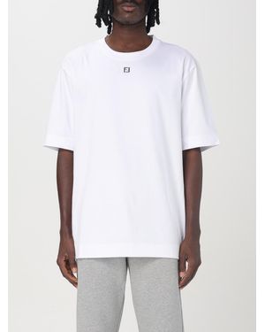 Fendi Baumwoll-jersey rundhals t-shirt - Weiß