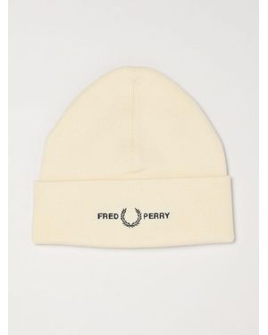 Fred Perry Cotton Beanie Hat With Embroidered Logo And Cuff - Natural