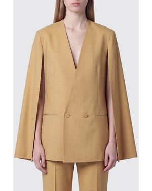 Alberta Ferretti Cropped Double-Breasted Viscose Blend Blazer - Natural