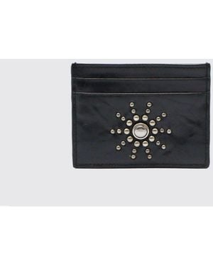 HTC Cowhide Leather Card Holder With Embroidery - White