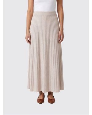 Roberto Collina Pleated Lurex Long Skirt - Natural