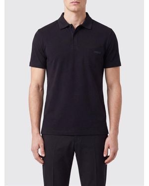 Rrd Polo De Manga Larga De Algodón Elástico Con Cuello Clásico - Negro