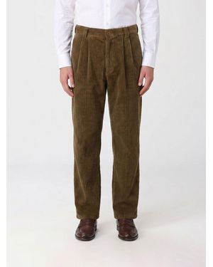 A.P.C. Ricky Wide-Leg Cotton Pants With Pleats And Mid-Rise Waist - Green