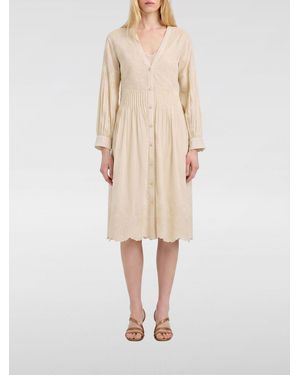 Momoní MomonÌ Long-Sleeved Cotton Voile Midi Shirtdress - Natural