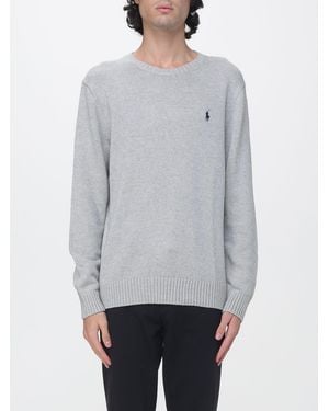 Polo Ralph Lauren Cotton Crewneck Jumper With Iconic Embroidered Pony Logo - Grey