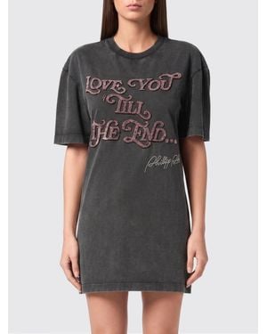 Philipp Plein Cotton Crew Neck T-Shirt With Slogan - Grey
