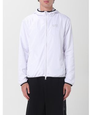 EA7 Lightweight Hooded Jacket With Zip Closure And Practical Pockets - White