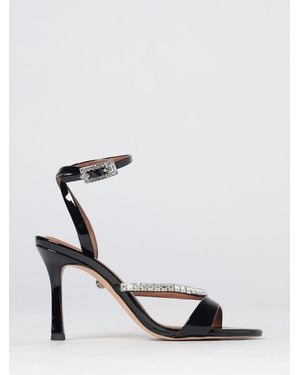 Kurt Geiger Patent Leather High Heel Sandals With Rhinestones - White