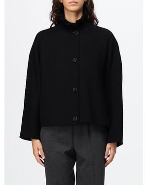 Max Mara Kate Short Pure Wool Coat With Sash Collar - Black