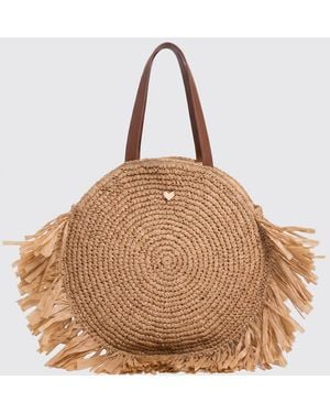 Twinset Raffia Bag With Fringes - Natural