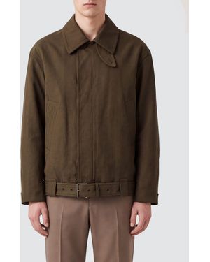Dries Van Noten Sobrecamisa Corta De En Algodón Elástico Con Cierre Oculto - Marrón