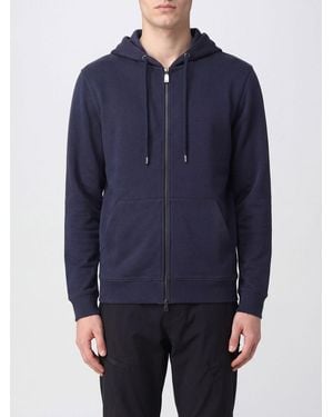 Herno Sweat À Capuche Zippé Et Slim Fit En Coton Avec Poche Kangourou - Bleu