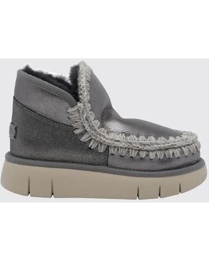 Mou Bounce Bicolour Sheepskin Ankle Boots With Wool Lining - Grey