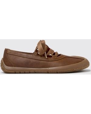 Camper Peu Path+ Calfskin Ballet Pumps With Tie-Up Laces - Brown