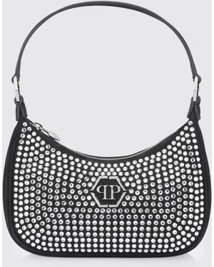 Philipp Plein All Over Rhinestone Suede Bag - Grey