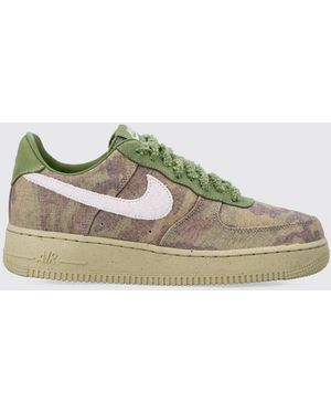 Nike Air Force 1 Canvas And Leather Trainers With Camouflage Print And Logo - Green