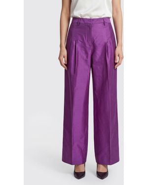 Sara Roka Wide Silk Pants - Purple