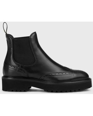 Doucal's Botines De Piel Con Motivo Brogue - Negro