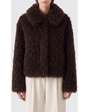 Tagliatore Short Faux Fur Jacket With Classic Collar - Black