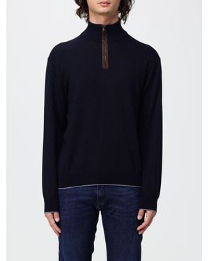 Paul & Shark Paul &Amp Shark Virgin Wool Turtleneck Jumper With Zip And Contrast Trims - Blue