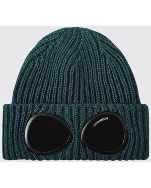 C.P. Company Gerippte Wollmütze Mit Goggle-Linsen Und Umschlag - Grün