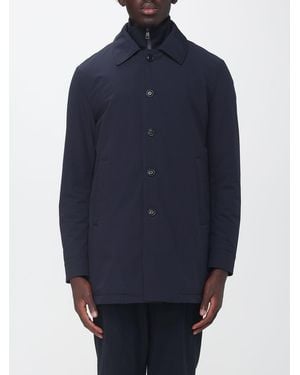 DUNO Kiran Torano 3L Single-Breasted Knee-Length Windproof Technical Trench Coat - Blue
