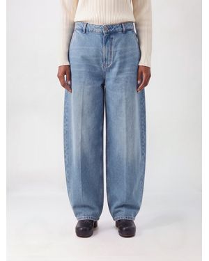 Ami Paris Vaqueros Anchos De Talle Alto En Denim De Algodón - Azul