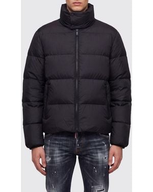 DSquared² Upside Down Quilted Nylon Puffer Jacket With High Neck - Blue