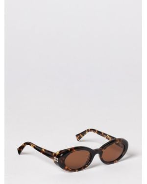 Miu Miu Oval Tortoiseshell Acetate Sunglasses - Natural